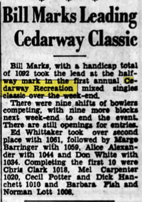 Cedarway Recreation - Mar 1951 Article On Bill Marks